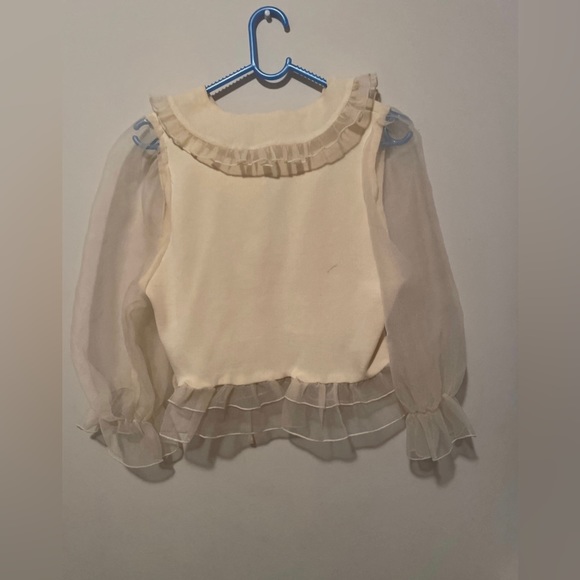 Zara ruffle net sleeve yellow top - Picture 3 of 4